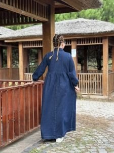 Liya fermuarlı kot elbise lacivert