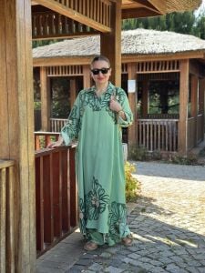 Viskon leylak pantolonlu Takım mint