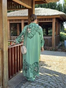 Viskon leylak pantolonlu Takım mint