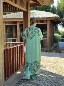 Viskon leylak pantolonlu Takım mint