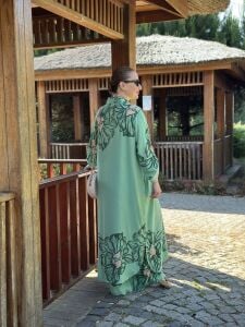 Viskon leylak pantolonlu Takım mint