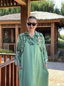 Viskon leylak pantolonlu Takım mint