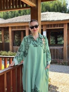 Viskon leylak pantolonlu Takım mint