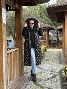 A.akay kürk detaylı Rugan şişme Yelek