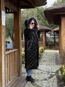 A.akay kürk detaylı Rugan şişme Yelek