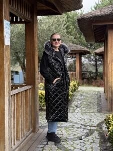 A.akay kürk detaylı Rugan şişme Yelek