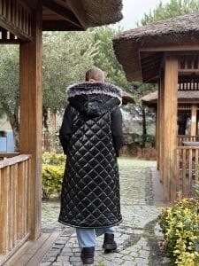 A.akay kürk detaylı Rugan şişme Yelek