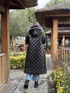 A.akay kürk detaylı Rugan şişme Yelek