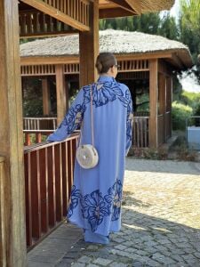 Viskon leylak pantolonlu Takım mavi