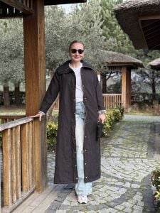 A.Akay Tam boy Tasarım kap-trenç Siyah
