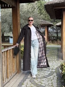 A.Akay Tam boy Tasarım kap-trenç Siyah