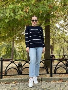 Laci beyaz çizgili kazak