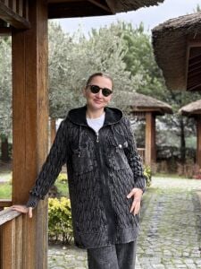 Afili Kot Denim-örgü Tasarım Takım Antrasit