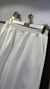 A.akay beli lastikli kumaş pantolon beyaz