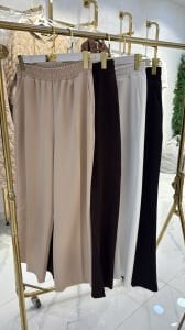 A.akay beli lastikli kumaş pantolon beyaz