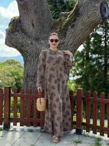 A.akay pelo keten elbise camel