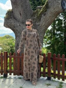 A.akay pelo keten elbise camel