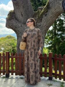 A.akay pelo keten elbise camel