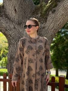 A.akay pelo keten elbise camel