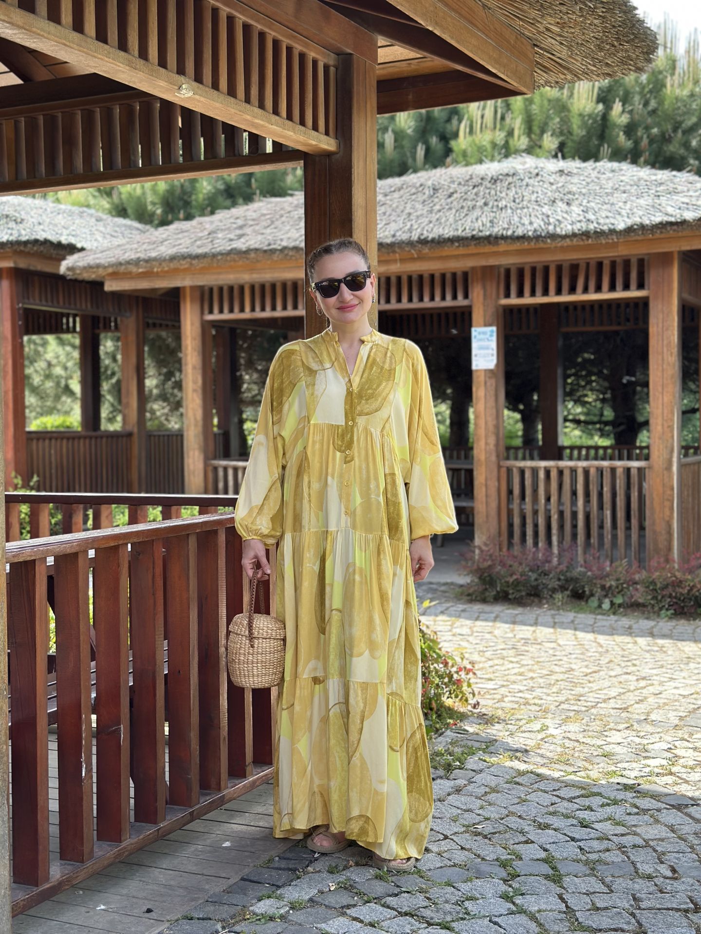 Luna viskon katleya elbise Sarı