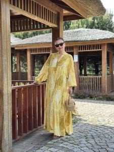 Luna viskon katleya elbise Sarı