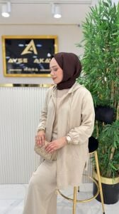 A.akay kupra tensel Fermuarlı takım Bej