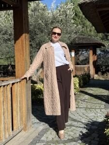 A.akay beli lastikli kumaş pantolon kahve