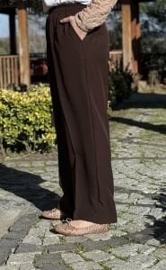 A.akay beli lastikli kumaş pantolon kahve