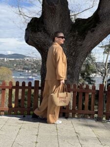 Oversize Müslin Takım camel 8282