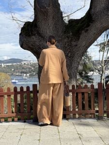 Oversize Müslin Takım camel 8282
