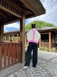 Siyah tensel pamuklu pantolon