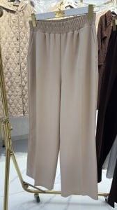 A.akay beli lastikli kumaş pantolon bej