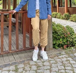 Camel tensel kargo pantolon