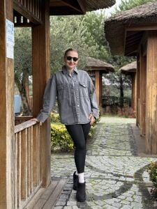 Orjinal Oversize  kot gömlek ceket gri