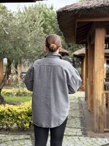 Orjinal Oversize  kot gömlek ceket gri