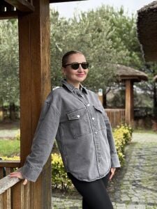 Orjinal Oversize  kot gömlek ceket gri