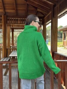 Balıkçı oversize kazak yeşil