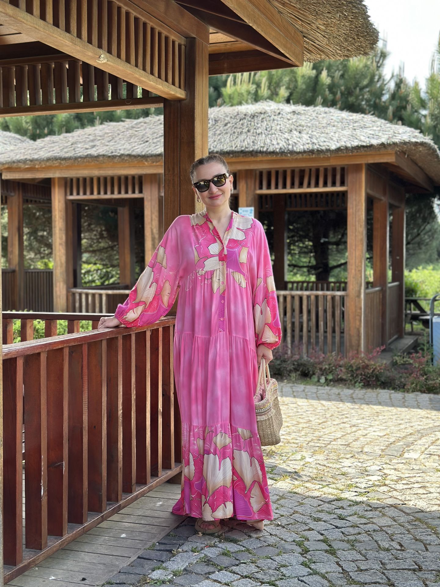 Reyla viskon katleya elbise pembe