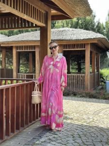 Reyla viskon katleya elbise pembe