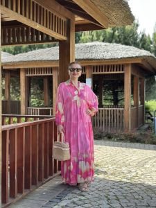 Reyla viskon katleya elbise pembe