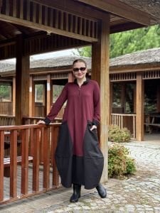 Fermuarlı Oysho tasarım elbise Bordo