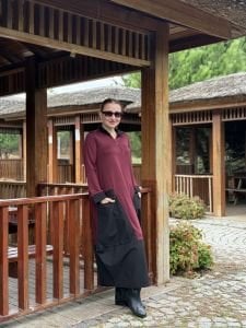 Fermuarlı Oysho tasarım elbise Bordo