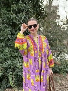 LİLA-mor Flower katleya elbise