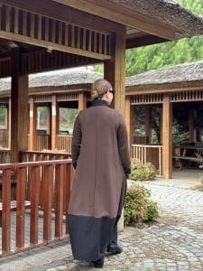 Fermuarlı Oysho tasarım elbise kahve