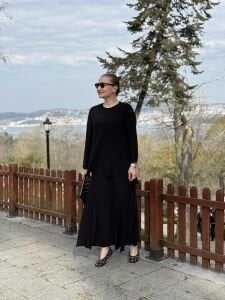 Afili Sandy Pile etek takım siyah