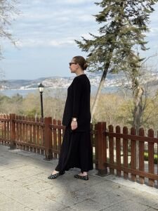 Afili Sandy Pile etek takım siyah