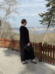 Afili Sandy Pile etek takım siyah