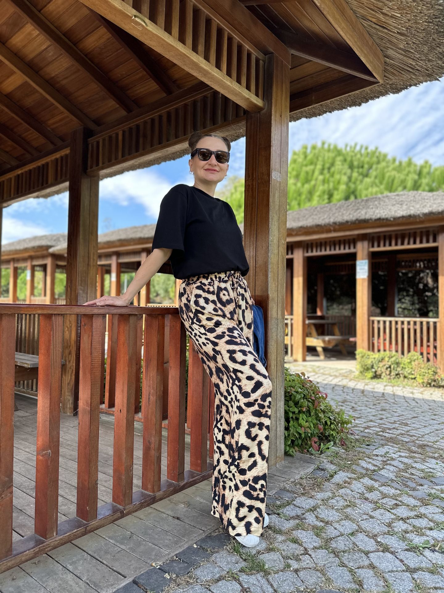 Leopar pamuklu pantolon