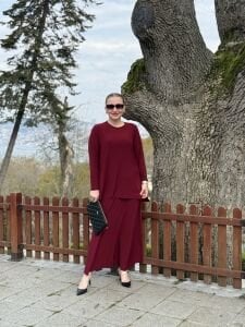 Afili Sandy Pile etek takım bordo