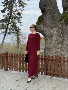 Afili Sandy Pile etek takım bordo